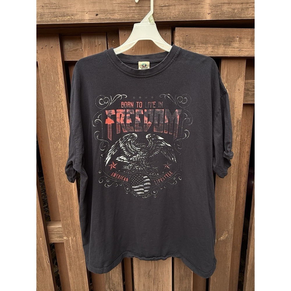 Vintage T-Shirt Mens 4XL Liquid Blue America Flag Eagle